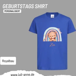 Personalisiertes Shirt GEBURTSTAG Zahl & Name personalisiert Regenbogen Teddy Bär