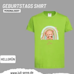 Personalisiertes Shirt GEBURTSTAG Zahl & Name personalisiert Regenbogen Teddy Bär