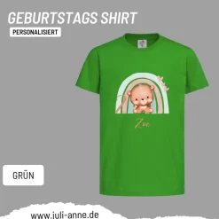 Personalisiertes Shirt GEBURTSTAG Zahl & Name personalisiert Regenbogen Teddy Bär