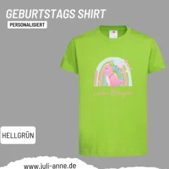 Personalisiertes Shirt GEBURTSTAG Zahl & Name personalisiert Regenbogen Dino Mädchen