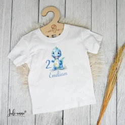 Personalisiertes Shirt Geburtstag Dino Blau mit Name & Zahl