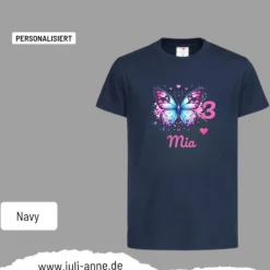Personalisiertes Shirt GEBURTSTAG Zahl & Name personalisiert LOVELY BUTTERFLY 1