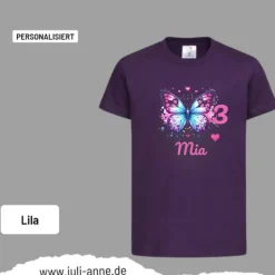 Personalisiertes Shirt GEBURTSTAG Zahl & Name personalisiert LOVELY BUTTERFLY 1