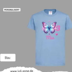 Personalisiertes Shirt GEBURTSTAG Zahl & Name personalisiert LOVELY BUTTERFLY 1