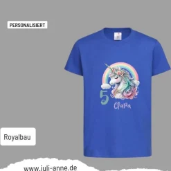 Personalisiertes Shirt GEBURTSTAG Zahl & Name personalisiert Regenbogen Einhorn