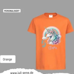 Personalisiertes Shirt GEBURTSTAG Zahl & Name personalisiert Regenbogen Einhorn