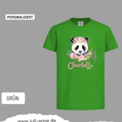 Personalisiertes Shirt GEBURTSTAG Zahl & Name personalisiert Panda mit Blumen