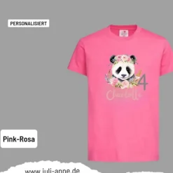Personalisiertes Shirt GEBURTSTAG Zahl & Name personalisiert Panda mit Blumen