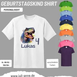 Personalisiertes Shirt GEBURTSTAG Zahl & Name personalisiert Dino T-rex