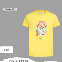 Personalisiertes Shirt GEBURTSTAG Zahl & Name personalisiert Fuchs in Tasse