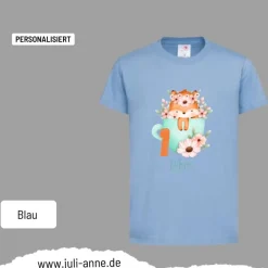 Personalisiertes Shirt GEBURTSTAG Zahl & Name personalisiert Fuchs in Tasse