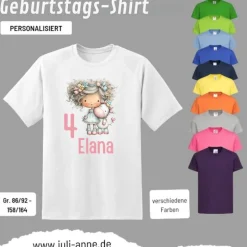 Personalisiertes Shirt GEBURTSTAG Zahl & Name personalisiert EINHORN MÄDCHEn 1
