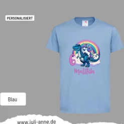 Personalisiertes Shirt GEBURTSTAG Zahl & Name personalisiert cooles Einhorn auf T-Rex