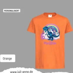 Personalisiertes Shirt GEBURTSTAG Zahl & Name personalisiert cooles Einhorn auf T-Rex