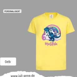 Personalisiertes Shirt GEBURTSTAG Zahl & Name personalisiert cooles Einhorn auf T-Rex