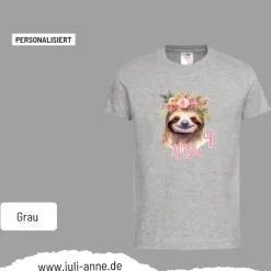 Personalisiertes Shirt GEBURTSTAG Zahl & Name personalisiert Faultier