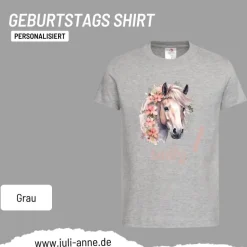 Personalisiertes Shirt GEBURTSTAG Zahl & Name personalisiert Flower Horse