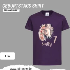 Personalisiertes Shirt GEBURTSTAG Zahl & Name personalisiert Flower Horse