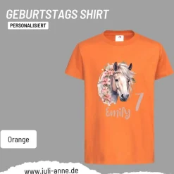 Personalisiertes Shirt GEBURTSTAG Zahl & Name personalisiert Flower Horse