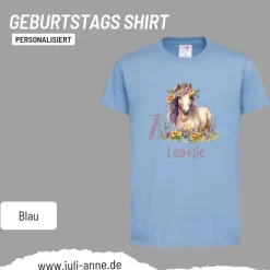 Personalisiertes Shirt GEBURTSTAG Zahl & Name personalisiert Flower Horse
