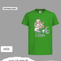 Personalisiertes Shirt GEBURTSTAG Zahl & Name personalisiert MERMAID CUTIE 1 Pastell Schildkröten