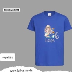 Personalisiertes Shirt GEBURTSTAG Zahl & Name personalisiert MERMAID CUTIE 1 Pastell Schildkröten