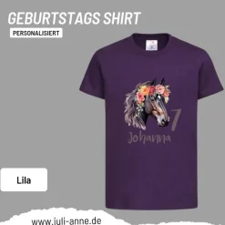 Personalisiertes Shirt GEBURTSTAG Zahl & Name personalisiert Flower Horse