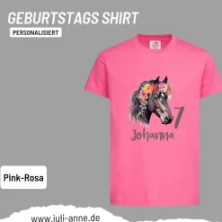 Personalisiertes Shirt GEBURTSTAG Zahl & Name personalisiert Flower Horse