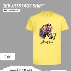 Personalisiertes Shirt GEBURTSTAG Zahl & Name personalisiert Flower Horse