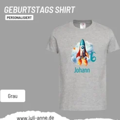 Personalisiertes Shirt GEBURTSTAG Zahl & Name personalisiert SPACE Rakete