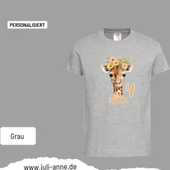 Personalisiertes Shirt GEBURTSTAG Zahl & Name personalisiert Giraffe