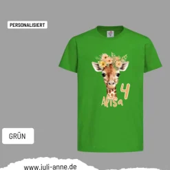 Personalisiertes Shirt GEBURTSTAG Zahl & Name personalisiert Giraffe
