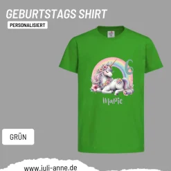 Personalisiertes Shirt GEBURTSTAG Zahl & Name personalisiert Rainbow Unicorn
