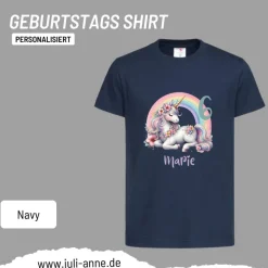 Personalisiertes Shirt GEBURTSTAG Zahl & Name personalisiert Rainbow Unicorn