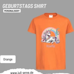 Personalisiertes Shirt GEBURTSTAG Zahl & Name personalisiert Rainbow Unicorn