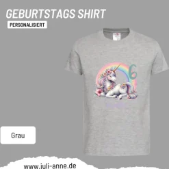 Personalisiertes Shirt GEBURTSTAG Zahl & Name personalisiert Rainbow Unicorn