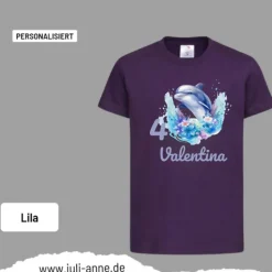 Personalisiertes Shirt GEBURTSTAG Zahl & Name personalisiert Aqua Delfin 1