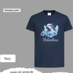 Personalisiertes Shirt GEBURTSTAG Zahl & Name personalisiert Aqua Delfin 1