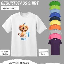 Personalisiertes Shirt GEBURTSTAG Zahl & Name personalisiert Party Löwe
