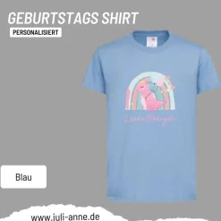 Personalisiertes Shirt GEBURTSTAG Zahl & Name personalisiert Regenbogen Dino Mädchen