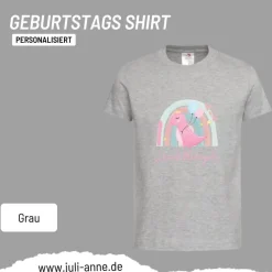 Personalisiertes Shirt GEBURTSTAG Zahl & Name personalisiert Regenbogen Dino Mädchen
