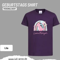 Personalisiertes Shirt GEBURTSTAG Zahl & Name personalisiert Regenbogen Dino Mädchen