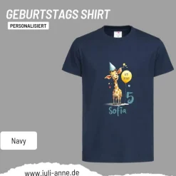 Personalisiertes Shirt GEBURTSTAG Zahl & Name personalisiert Party Giraffe