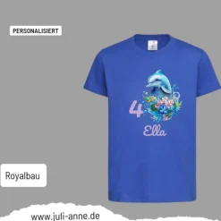 Personalisiertes Shirt GEBURTSTAG Zahl & Name personalisiert Aqua Delfin 4