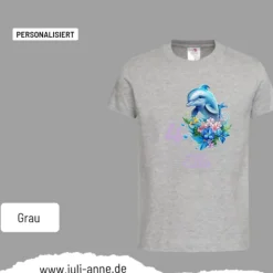 Personalisiertes Shirt GEBURTSTAG Zahl & Name personalisiert Aqua Delfin 4