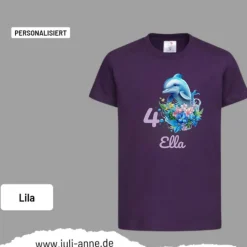 Personalisiertes Shirt GEBURTSTAG Zahl & Name personalisiert Aqua Delfin 4