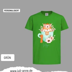 Personalisiertes Shirt GEBURTSTAG Zahl & Name personalisiert Fuchs in Tasse