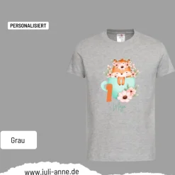 Personalisiertes Shirt GEBURTSTAG Zahl & Name personalisiert Fuchs in Tasse