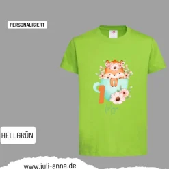 Personalisiertes Shirt GEBURTSTAG Zahl & Name personalisiert Fuchs in Tasse