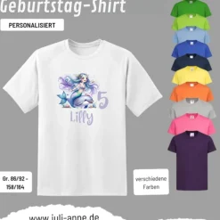 Personalisiertes Shirt GEBURTSTAG Zahl & Name personalisiert MERMAID CUTIE 7